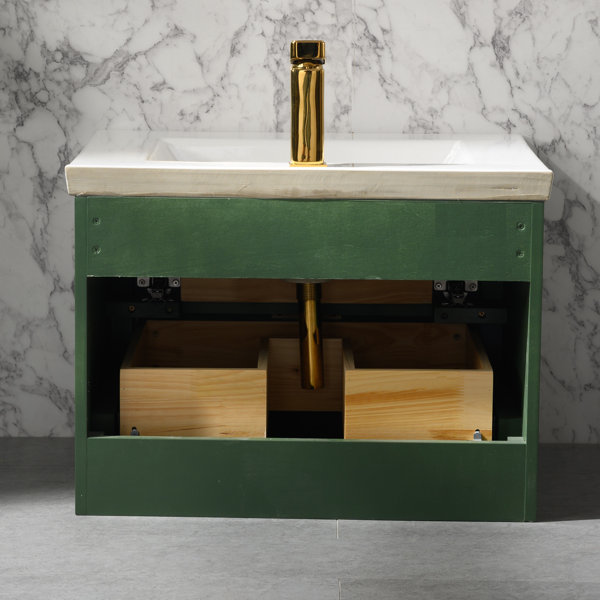 Everly Quinn Draven 24'' Wall Mounted Single Bathroom Vanity with